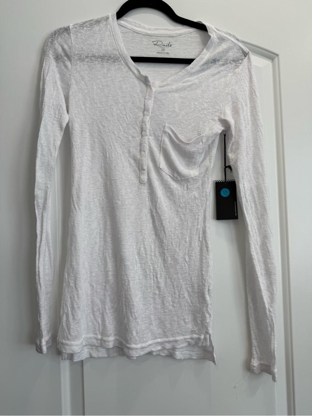 NWT Rails White Long-Sleeve Henley Top Size medium - Picture 2 of 2